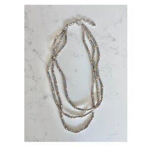 Brighton Elegant Three Strand Necklace Silver Gold Two Tone Bead Tube Design